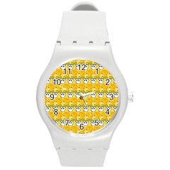 Cartoon Pattern Round Plastic Sport Watch (m) by Sparkle