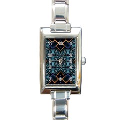 Blue Pattern Rectangle Italian Charm Watch