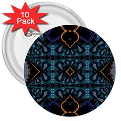 Blue Pattern 3  Buttons (10 Pack) 