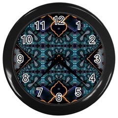 Blue Pattern Wall Clock (black)