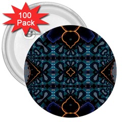 Blue Pattern 3  Buttons (100 Pack)  by Dazzleway