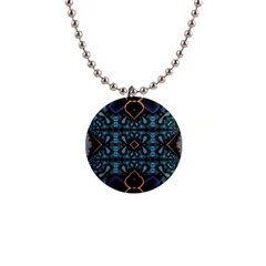 Blue Pattern 1  Button Necklace