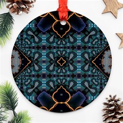 Blue Pattern Round Ornament (two Sides)