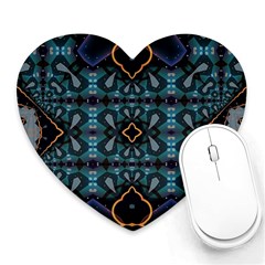 Blue Pattern Heart Mousepads