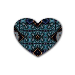 Blue Pattern Rubber Coaster (heart) by Dazzleway