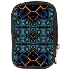 Blue Pattern Compact Camera Leather Case by Dazzleway