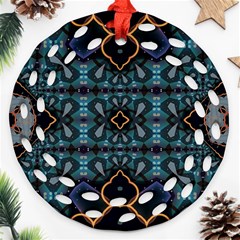 Blue Pattern Round Filigree Ornament (two Sides)