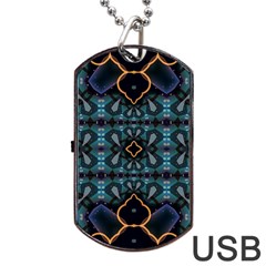 Blue Pattern Dog Tag Usb Flash (two Sides)