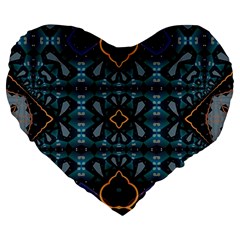 Blue Pattern Large 19  Premium Heart Shape Cushions