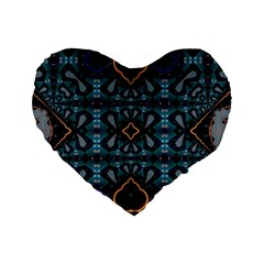 Blue Pattern Standard 16  Premium Heart Shape Cushions by Dazzleway