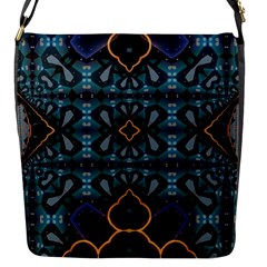 Blue Pattern Flap Closure Messenger Bag (s) by Dazzleway