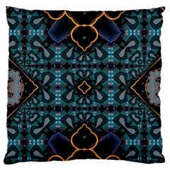 Blue Pattern Large Flano Cushion Case (one Side)