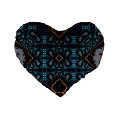 Blue Pattern Standard 16  Premium Flano Heart Shape Cushions