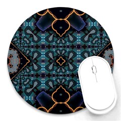 Blue Pattern Round Mousepads