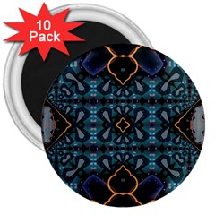 Blue Pattern 3  Magnets (10 Pack) 