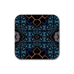 Blue Pattern Rubber Square Coaster (4 Pack)