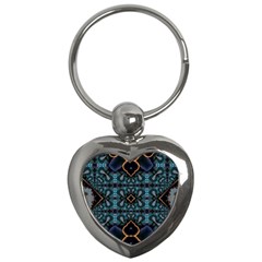 Blue Pattern Key Chain (heart) by Dazzleway