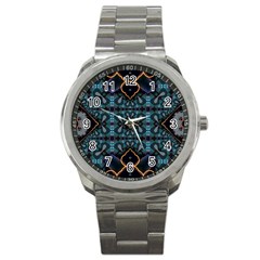 Blue Pattern Sport Metal Watch by Dazzleway