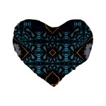 Blue pattern Standard 16  Premium Heart Shape Cushions Front