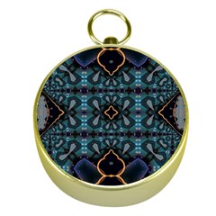 Blue Pattern Gold Compasses