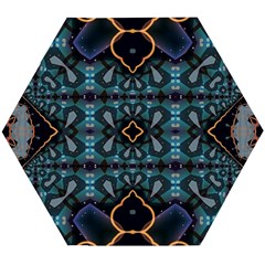 Blue Pattern Wooden Puzzle Hexagon by Dazzleway