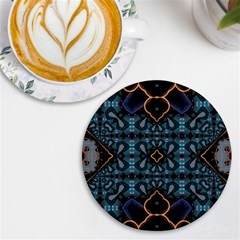 Blue Pattern Uv Print Round Tile Coaster by Dazzleway