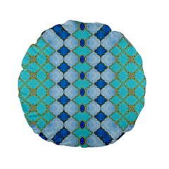 Turquoise Standard 15  Premium Round Cushions by Dazzleway