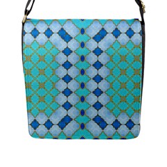 Turquoise Flap Closure Messenger Bag (l) by Dazzleway