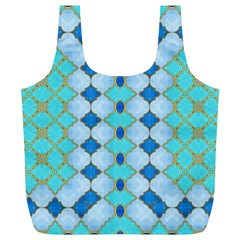 Turquoise Full Print Recycle Bag (xl) by Dazzleway