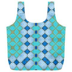 Turquoise Full Print Recycle Bag (xxxl) by Dazzleway