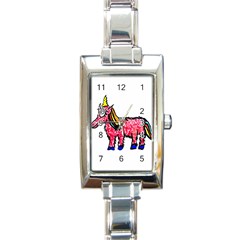 Unicorn Sketchy Style Drawing Rectangle Italian Charm Watch