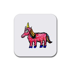 Unicorn Sketchy Style Drawing Rubber Coaster (square) by dflcprintsclothing