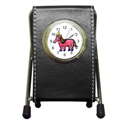 Unicorn Sketchy Style Drawing Pen Holder Desk Clock by dflcprintsclothing