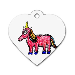 Unicorn Sketchy Style Drawing Dog Tag Heart (one Side) by dflcprintsclothing