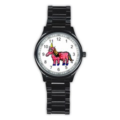 Unicorn Sketchy Style Drawing Stainless Steel Round Watch by dflcprintsclothing