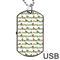 Bullfinches On The Branches Dog Tag Usb Flash (two Sides) by SychEva