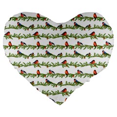 Bullfinches On The Branches Large 19  Premium Heart Shape Cushions by SychEva