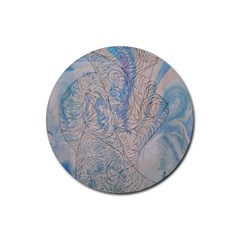 Convoluted Patterns Rubber Round Coaster (4 Pack) by kaleidomarblingart