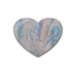 Convoluted Patterns Rubber Coaster (heart) by kaleidomarblingart