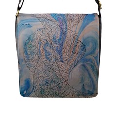 Convoluted Patterns Flap Closure Messenger Bag (l) by kaleidomarblingart