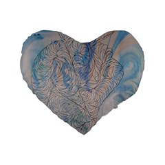 Convoluted Patterns Standard 16  Premium Flano Heart Shape Cushions by kaleidomarblingart