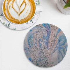 Convoluted Patterns Uv Print Round Tile Coaster by kaleidomarblingart