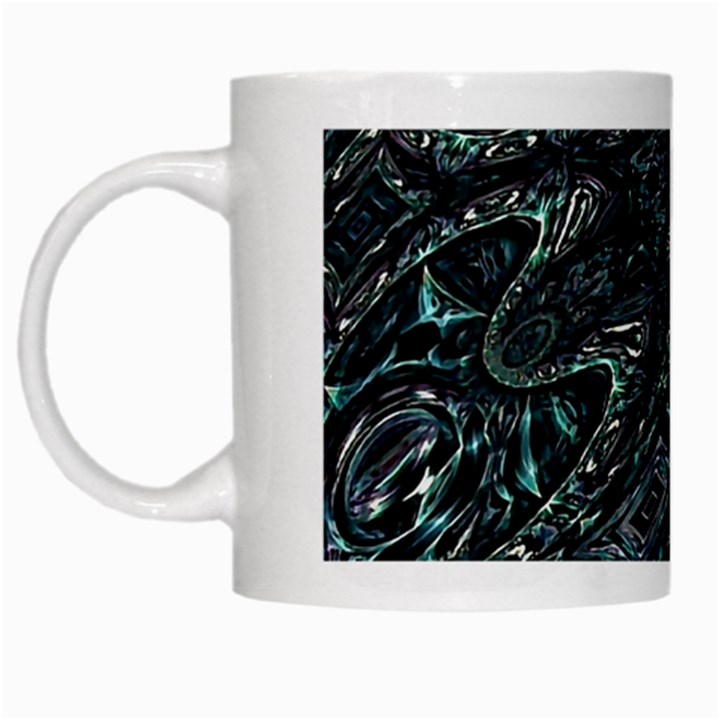 Emerald Distortion White Mugs