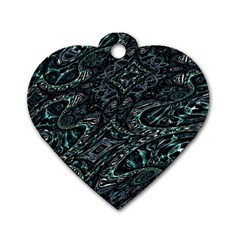 Emerald Distortion Dog Tag Heart (two Sides) by MRNStudios