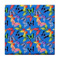 Bright Butterflies Circle In The Air Tile Coaster by SychEva