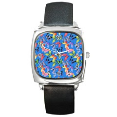 Bright Butterflies Circle In The Air Square Metal Watch by SychEva