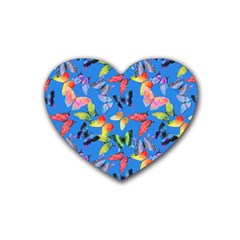 Bright Butterflies Circle In The Air Rubber Coaster (heart) by SychEva