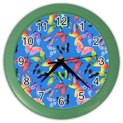 Bright Butterflies Circle In The Air Color Wall Clock by SychEva