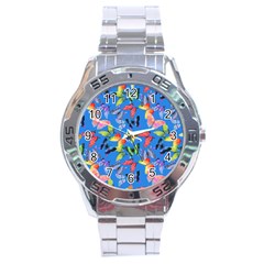 Bright Butterflies Circle In The Air Stainless Steel Analogue Watch by SychEva