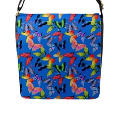 Bright Butterflies Circle In The Air Flap Closure Messenger Bag (l) by SychEva